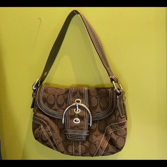Coach Monogram Shoulder Bag Color: Brown - Picture 2 of 2